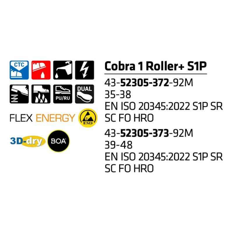 Sievi Cobra 1 Roller+ S1P turvakengät BOA®-kiinnityksellä - Image 2