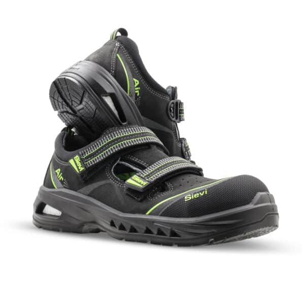 Sievi AirGo 1 XL S1 turvakenkä, musta hengittävä työkenkä tarrakiinnityksellä