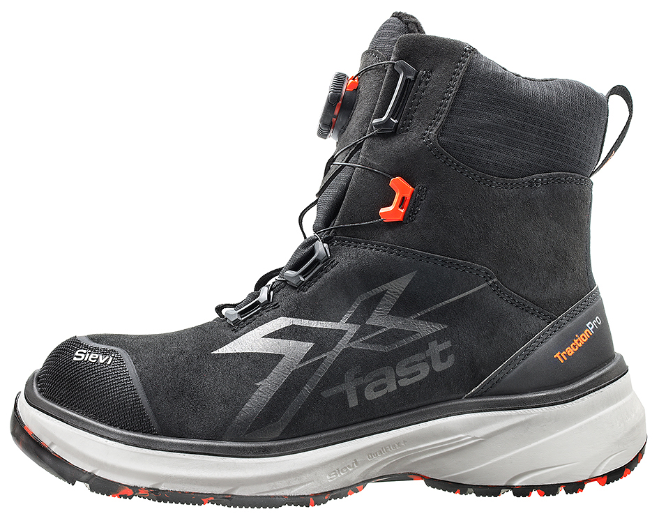 Sievi FastX DFlex RollerW S3S lämpimät turvakengät BOA® Fit System -kiristyksellä, PrimaLoft®-eristeellä ja TractionPro®-kitkapohjalla.